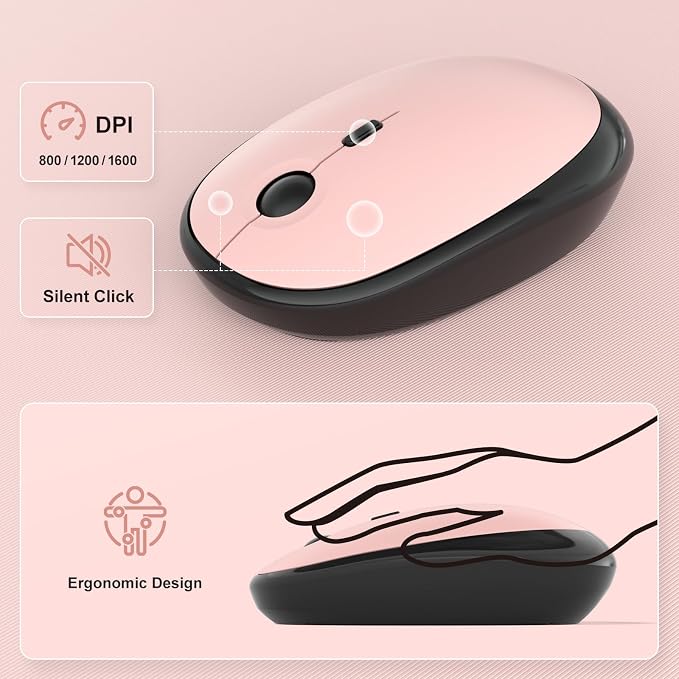 MOFII Wireless Keyboard and Mouse Combo, Full Size 2.4G Retro Round Computer Keyboard and Mouse Set, Plug and Play, for Windows, Computer, Desktop, PC, Notebook - (Lovely BlackBerry Gradient)