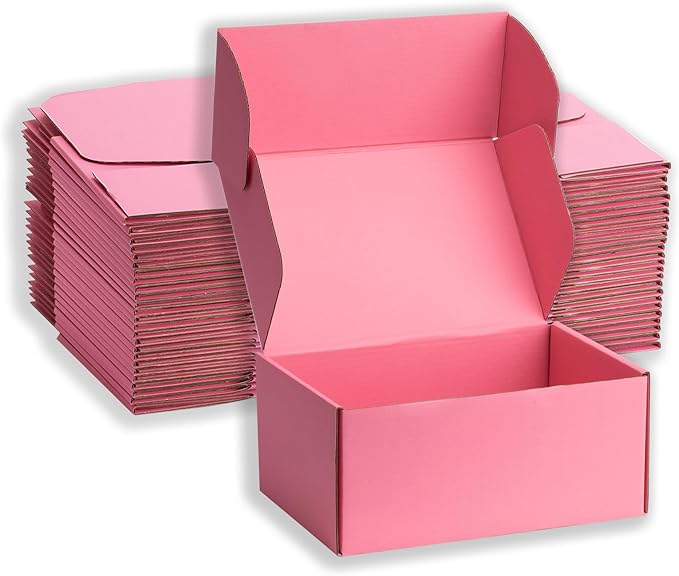 Small Shipping Boxes 9x6x4 Inches – Pink Corrugated Cardboard Boxes (20-Pack) for Mailing, Packing, Small Business & Gift Packaging - Recyclable & Sturdy