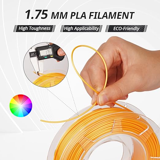 AMOLEN PLA 3D Printer Filament PLA Filament 1.75mm Silk Filament Bundle,Gold, Silver,Bronze, Red Copper,3D Printing Filament Bundle, 200gX 4 Spools