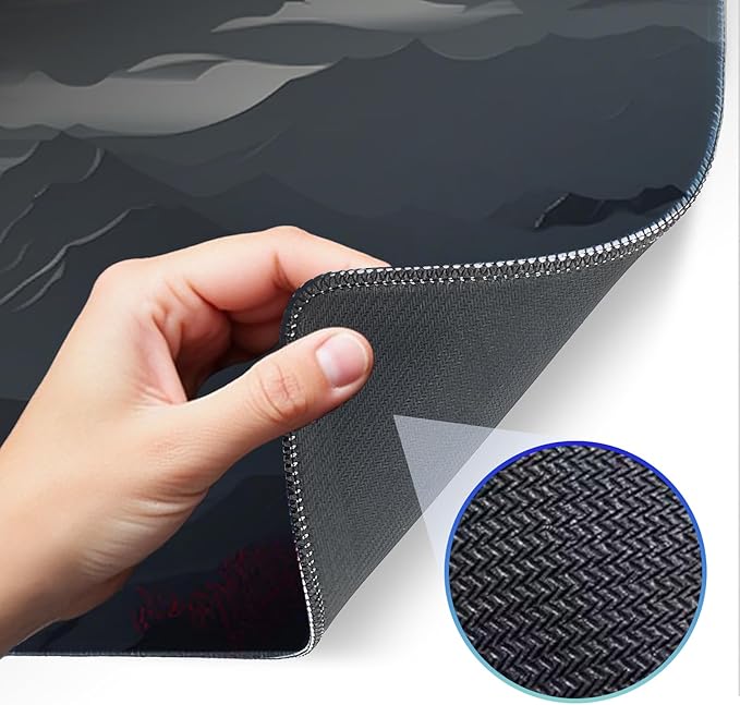 Gaming Mouse Pad, Non-Slip Rubber Bottom with Stitched Edge Desk Mouse Pad for Work, Home, Gaming, 31.5 x 11.8 Inch, Red Moon