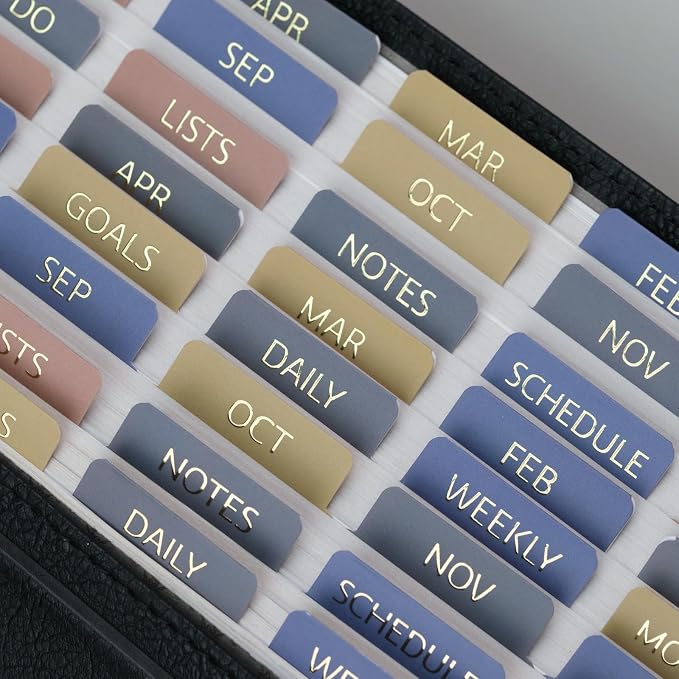 UPAFEXXI-Laminated Planner Monthly Tabs, 72 Stickers in Total | 24 Month,24 Subject,24 Blank,Calendar Monthly Label Stickers for Planners, Subject Label Adhesive Tabs for Folders, Pages