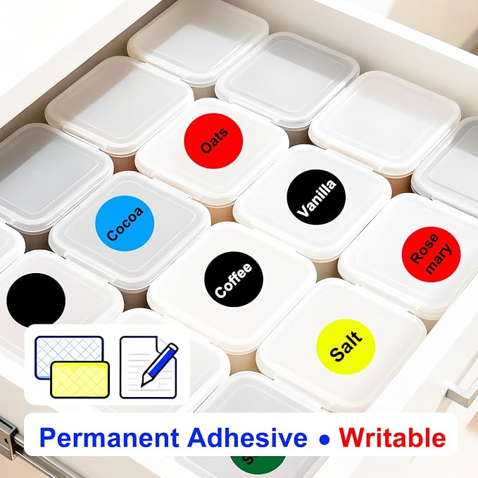 1000 Pcs Round Stickers 1 Inch Color Circle Dot Stickers Small Code Labels for Office Shop Yard Sale Home Classroom Marking (Black, 1 inch)