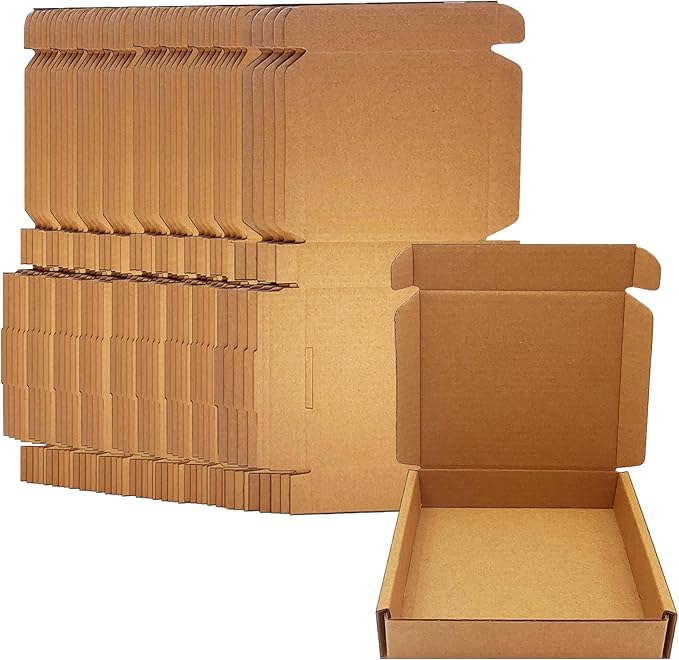 5x4x1 inch Small Shipping Boxes 50 Pack, Brown Kraft Corrugated Cardboard Mailer Boxes Bulk for Packaging Business Mailing Gift，Mini Mailer Boxes for Packaging Supplies