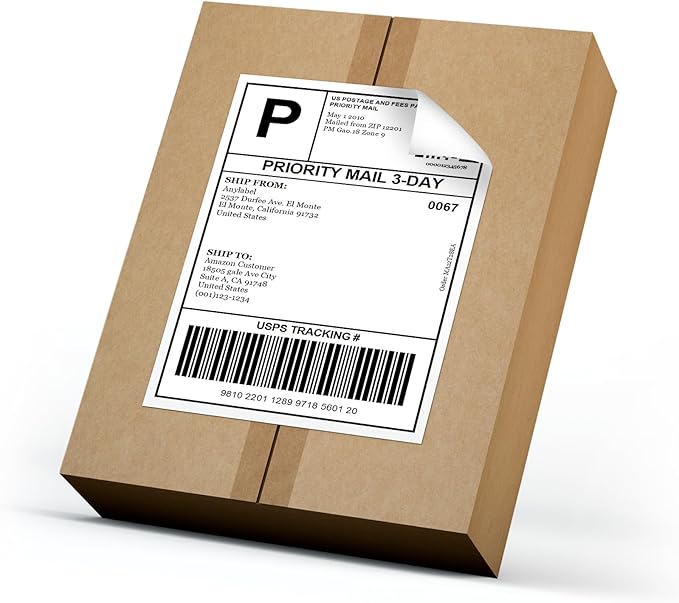 8.5" x 5.5" Half Sheet Self Adhesive Shipping Labels for Laser & Inkjet Printer - 2 Per Page Shipping Labels for Mailing Packages, 5 1/2 x 8 1/2 Half Sheet Labels(100 Sheets, 200 Labels)