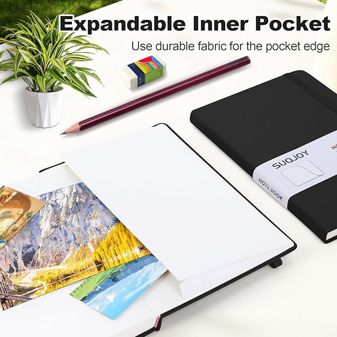 Lined Journal Notebooks for Writing, 100 GSM Thick Paper, 1 Pack Hardcover Notebooks, A5 College Ruled Notebook, Journaling Notebook for School/Travel/Office (Black- 1 Pack)