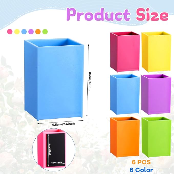 6 Pcs Classroom Magnetic Storage Boxes Magnetic Storage Containers Plastic Dry Erase Marker Holder Plastics Pen Holder for Refrigerator Whiteboard Home Office School Organizer Supply (Colorful)
