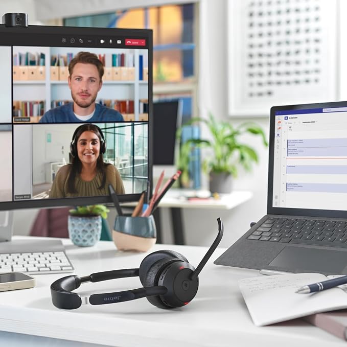 Jabra Evolve2 55 Stereo Wireless Headset - Features AirComfort Technology, Noise-Cancelling Mics & Active Noise Cancellation - Works with UC Platforms Such as Zoom & Google Meet - Black
