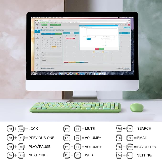 MOFII Wireless Keyboard and Mouse Combo, Colorful Full Size Keyboard with Number Pad, Silent Cute Wireless Mouse, 2.4GHz Dropout-Free Connection, for PC Laptop Computer (Green Color)