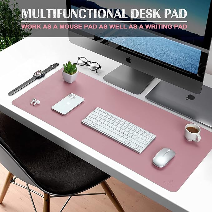 K KNODEL Extra Large Desk Mat, Leather Mouse Pad (35.4"x17", Purple) | Desk Pad, Keyboard Pad, Computer and Laptop Mat, Desktop Protector and Cover, Writing Pad and Blotter for Home Office