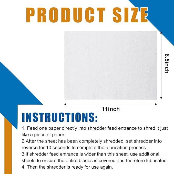 100 Pcs Paper Shredder Lubricant Sheets Paper Shredder Oil Lubricant for Cross-Cut and Micro-Cut, 6 x 8.50 x 0.031 Inch