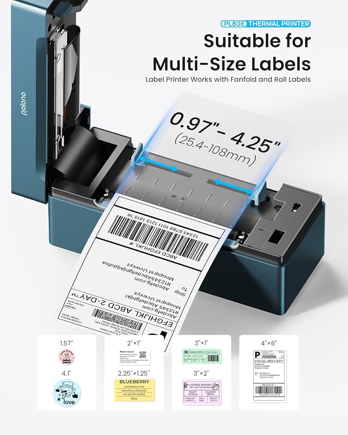 POLONO Bluetooth Thermal Shipping Label Printer, 4x6 Label Printer for Shipping | Good Quality, Faster Speed, High-Efficiency, Easy to Use, Wireless 4x6 Shipping Label Printer for Amazon, Etsy, USPS, Shopify
