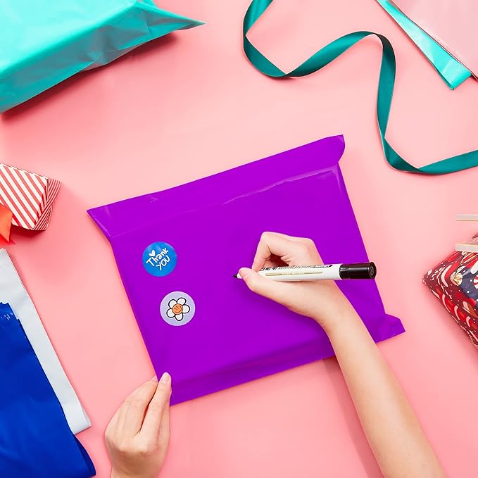 Fuxury12X15.5" 100Pcs Poly Mailers Bags for Small Business, Waterproof Plastic Shipping Bags for Clothing, Self Seal Tear-proof Heavy Duty Mailing Envelopes Bulk- Purple