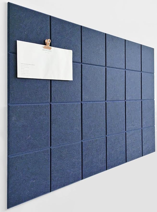 Cork Board 24 x36 Alternative - 6 Pack Felt Wall Tiles with Safe Removable Adhesive Tabs, Cork Boards for Walls Cork Board for Home Office Pin Board Tack Board - Dark Blue