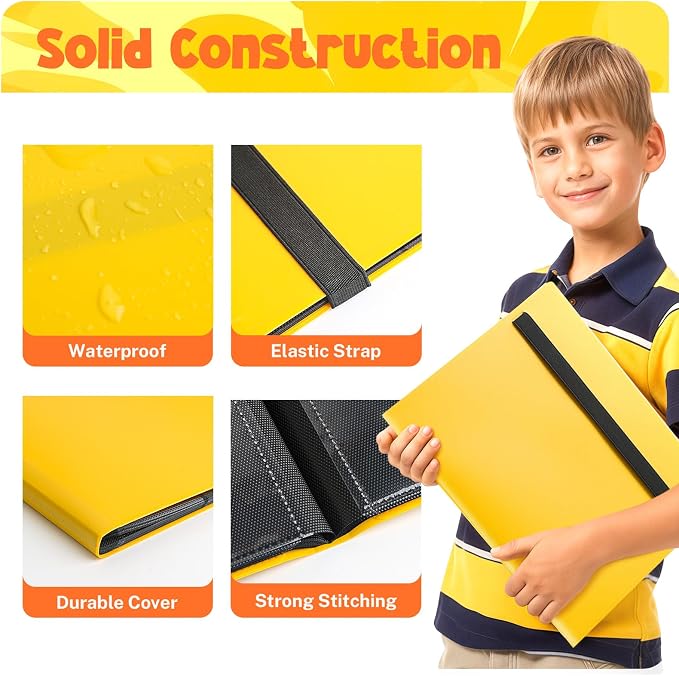 Card Binder, 9 Pocket Trading Card Album Folder,20 Pages, 360 Card Capacity Sports Card Binder, Premium Card Binders Compatible with MTG, TCG, Baseball Cards (Yellow)