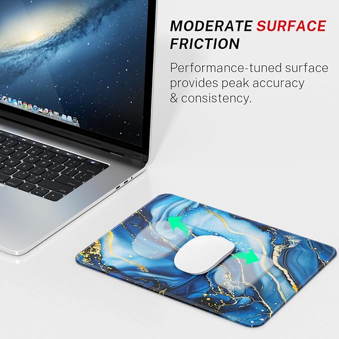 MROCO 3-Pack Mouse Pads, 30% Larger Surface, 8.5 x 11 in, Blue Marble | Anti-Fray Stitched Edges, Non-Slip Rubber Base, 3-Pack Value Set, Stylish Pattern Design, Office & Home Use