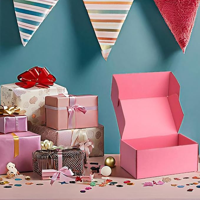 9x6x4 inch Pink Shipping Boxes for Small Business- Set of 25 | Sturdy ECT 32 Corrugated Cardboard Mailer Boxes, Easy Assemble for Packaging, Mailing, Gift