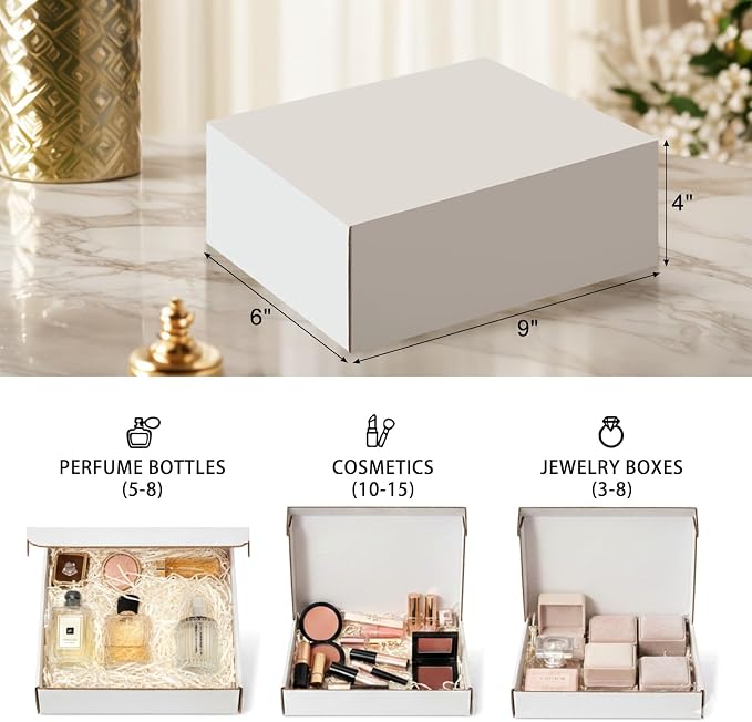 9x6x4 inches Shipping Boxes Set of 25, Corrugated Cardboard Boxes Literature Mailer Boxes Gift Boxes Small Boxes for Shipping Wrapping Mailing Packaging Small Business, White