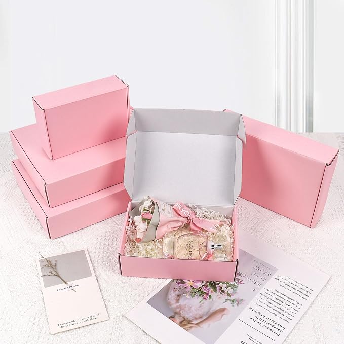 7x5x2 Pink Shipping Boxes Small, 45 Pack Corrugated Cardboard Mailer Boxes for Packaging Small Business Mailing Gift