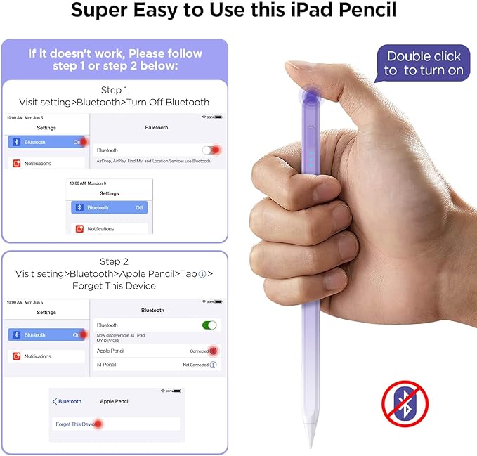 DEGGE Stylus Pen for iPad 2018-2025, 15Mins Fast Charge for Apple Pencil, Palm Rejection, Compatible with iPad A16 11/10/9/8/7/6, iPad Pro M5/M4/12.9"/11", iPad mini 7/6/5, iPad Air M3/M2/5/4/3