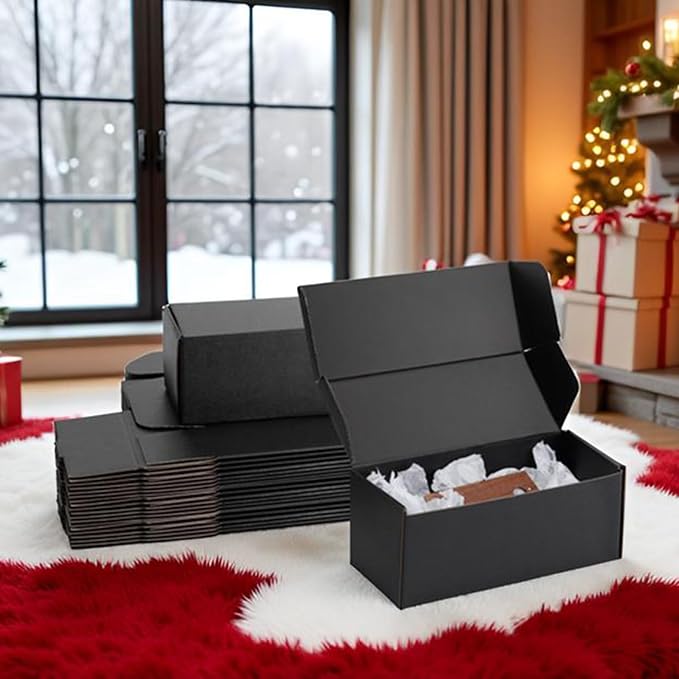 10x4x4 inch Black Shipping Boxes for Small Business- Set of 25