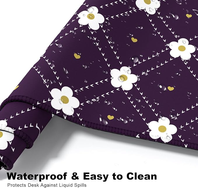 Desk Mat, Large Gaming Mouse Pad, 32" x 12", Cute Purple Argyle | Waterproof Desk Pad, Non-Slip Rubber Base, Desktop Mat with Stitched Edges, Desk Accessories for Office, Work, Home
