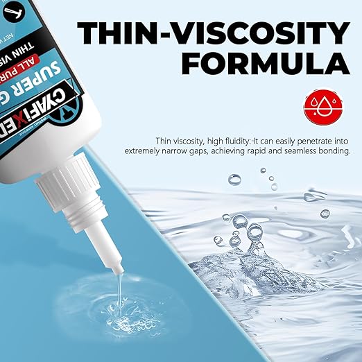 Thin Super Glue 120 Gram, All Purpose Clear Liquid CA Glue Repair Wood Ceramic Glass Plastic, Heavy Duty Cyanoacrylate Adhesive for 3D Print PLA Shoe Metal, Strong Bond and Instant Superglue