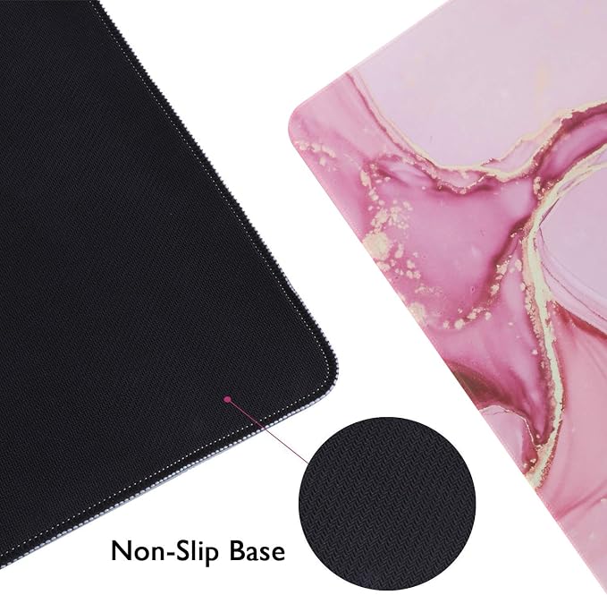 iCasso Extended Gaming Mouse Pad 35.4x15.7in Desk Pad,Glitter Marble | Non-Slip Rubber Base Mousepad with Stitched Edges, Waterproof Keyboard Mouse Mat Desk Pad for Work Office Game Home,