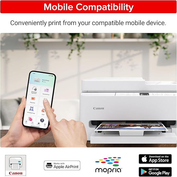 Canon PIXMA TR7120 Wireless Color Inkjet Printer for Duplex Printing, White – Home Printer with Copier/Scanner, Auto Document Feeder, Compact Design, Intuitive Control Panel