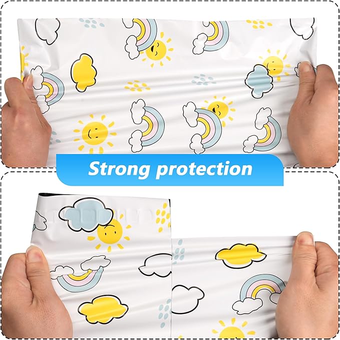 Poly Mailer 12x15.5 Inch 50 Pcs, Waterproof and Tear-Resistant Shipping Bags for Clothing, Strong Mailing Bags with Self-Seal, Cute Packaging Bags for Small Business - Rainbow Printed