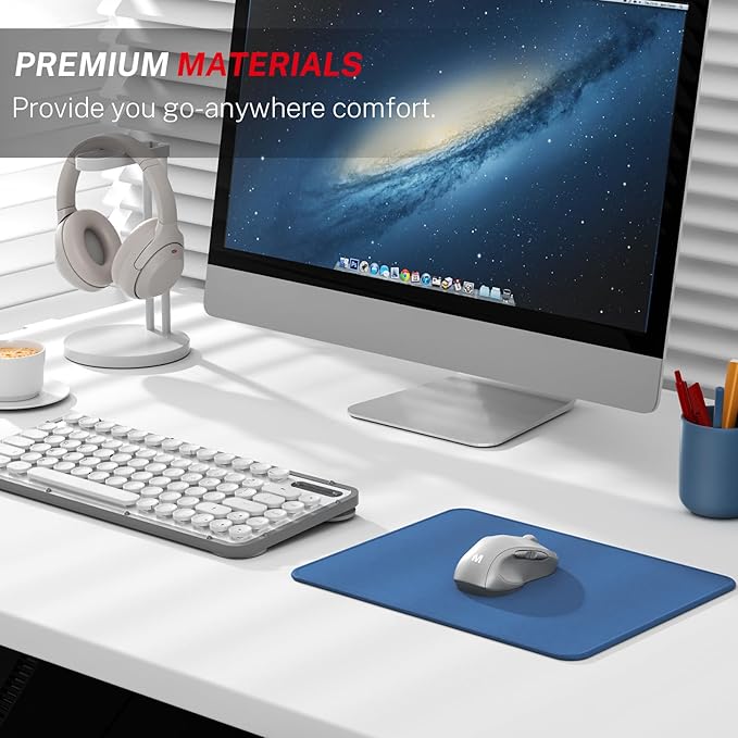 MROCO Mouse Pad 3-Pack [30% Larger] with Anti-Fray Stitched Edges, Premium Waterproof Surface, Non-Slip Rubber Base, Computer & Gaming Mouse Mat for Laptop, Office & Home, 8.5 x 11 in, Navy Blue