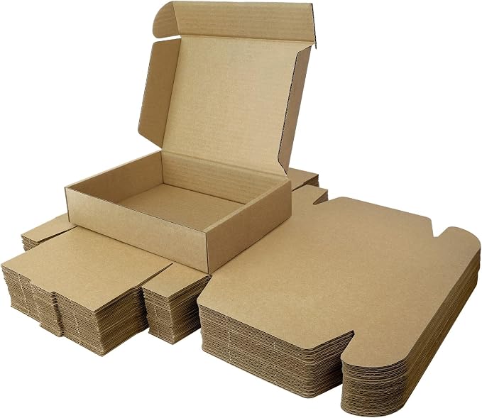 Corrugated Shipping Box Mailers, Kraft Brown, Triple-Layer Board Secure Slot Closure (Brown, 9"x6.5"x2" / Set of 20)