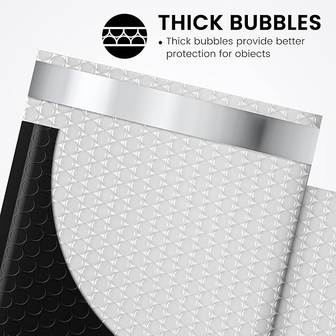 Fuxury Black Bubble Mailers 6x10" Padded Envelopes 1000Pack Strong Adhesion Thick Padded Mailers for Small Business Mailing Small Items,Jewelry,Makeup