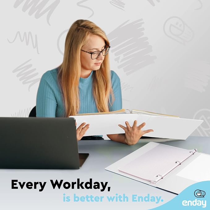 Enday 1/2 Inch Binder, White 3 Ring Binder, 0.5 Inch Heavy Duty Three Ring Binder, 100 Sheets Capacity - for Home School and Office