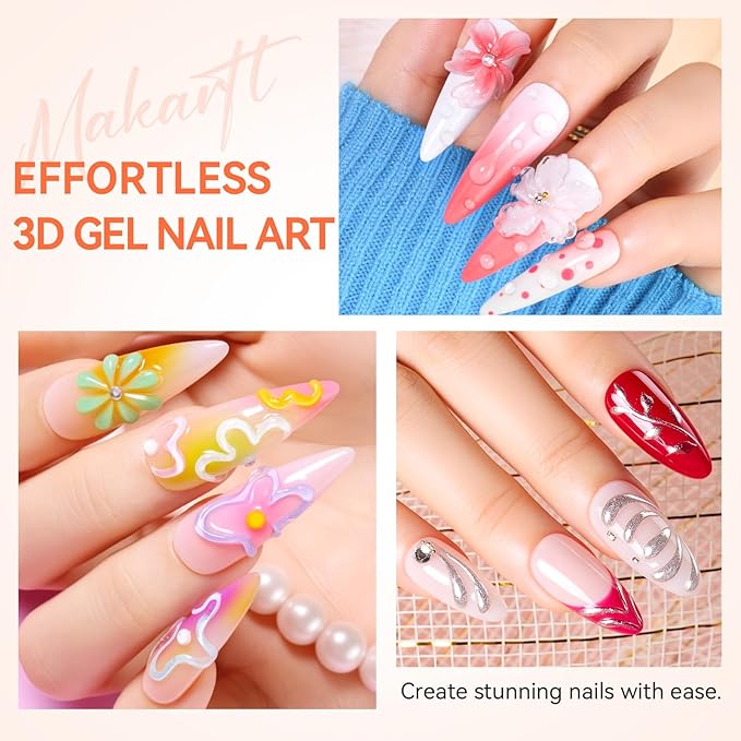 Makartt Rhinestone Glue Gel - 30G Ultra Strong Hold UV/LED Cured Nail Glue Adhesive for Charms, Gems, Diamonds, Chrome & Aurora Powder, 3D Gel Nail Art Sculpting, Glitter, Decals, Salon DIY Easy Use