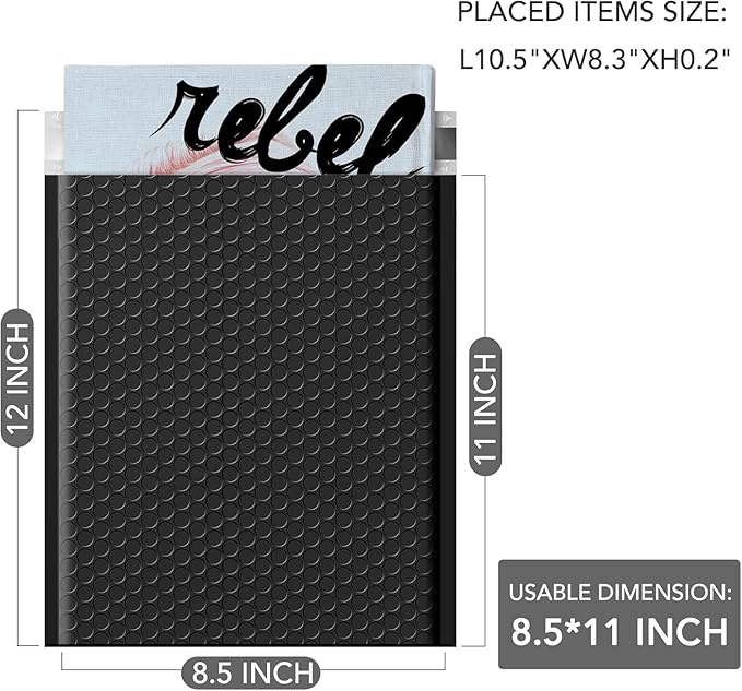 GSSUSA Black Bubble Mailers 8.5X12 Inches 480 Pack, Padded Poly Bubble Mailer, Large padded Envelopes Strong Adhesion Bubble Envelopes,Self-Seal Mailing Envelopes for Small Business,Package Supplies