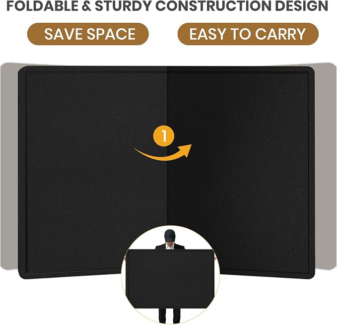 Large Cork Bulletin Board 48" x 36", Felt Pin Board, Black | Cork Board Alternative for Wall, Foldable Self-Adhesive Vision Board Prayer Board with Pushpin for Classroom, Office & Home