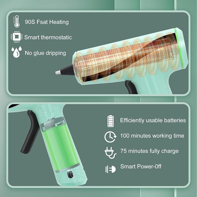 Hot Glue Gun and Sticks Set for Crafts & Home Repair | Bonds Wood, Ceramics, Leather, Plastic, Multi-Purpose DIY Tool for Home, Office, School