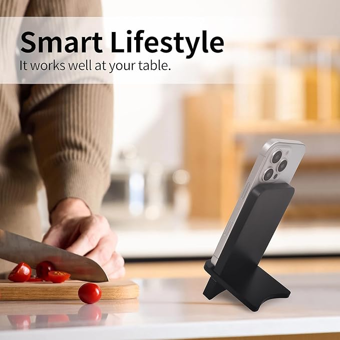 Solid Wood Simple Phone Stand, Desktop Stand,Tablets Tablet Display Stand, Compatible with All Phones (Black Wood)