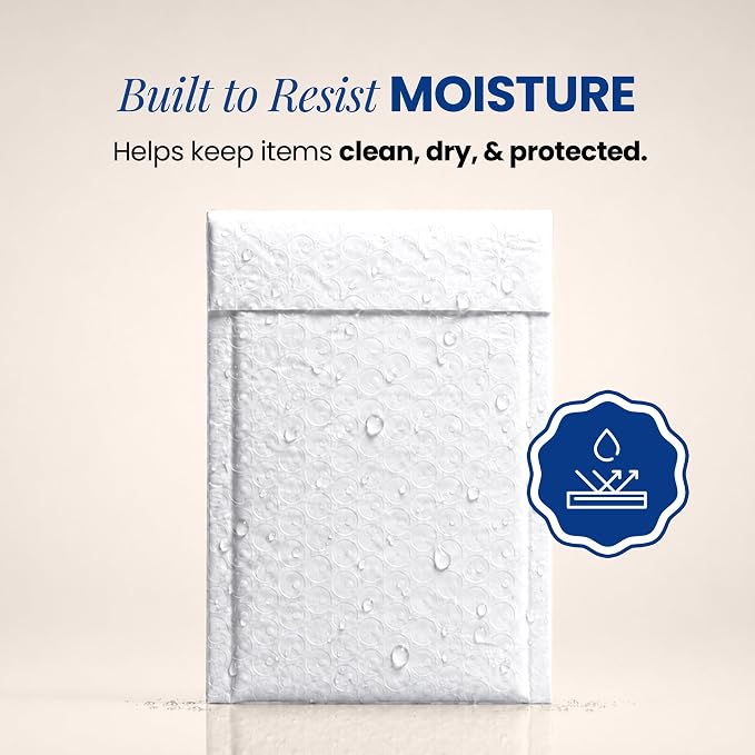 ALTERNIUM Bubble Mailers 6x9 Inch, 50-pack – Small Padded Shipping Envelopes, Self Seal Poly Bubble Mailers, Waterproof Lightweight Mailers for Jewelry, Trading Cards & Small Business - White
