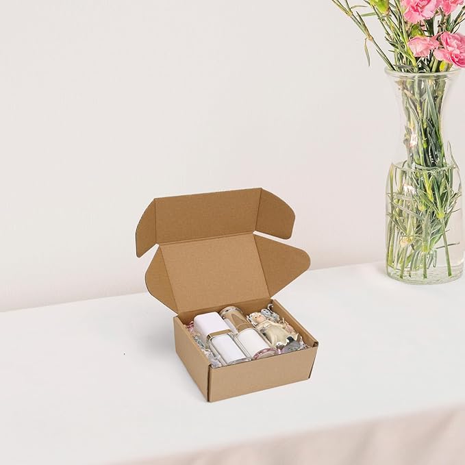 6x4x3 inch Shipping Boxes Set of 6 Brown, Inner Size 5.6x3.6x2.6 inch Cardboard Box Mailers for Small Business Packaging Mailing or Gift Wrapping Giving