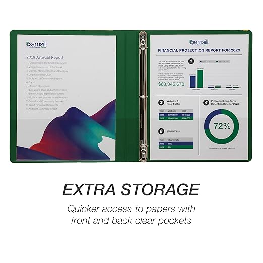 Samsill 0.5 Inch 3 Ring Binder, Economy Round Ring, Clear View Cover, 100 Sheet Capacity - for School, Home, Office - Forest Green