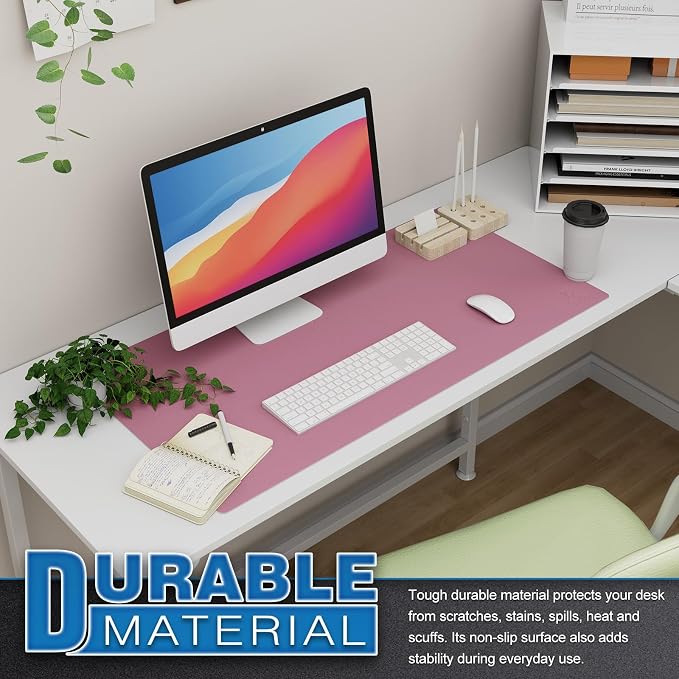 K KNODEL Large Office Desk Mat, Leather Mouse Pad (31.5"x15.7", Purple) | Desk Pad, Keyboard Pad, Computer and Laptop Mat, Desktop Protector and Cover, Writing Pad and Blotter for Home Office