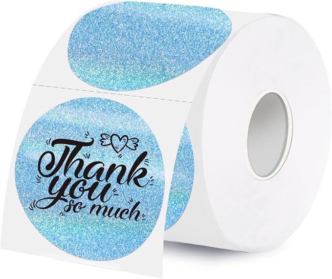 2 Inch Holographic Thermal Labels,Blue Round Thermal Printer Labels,Printable Round Thermal Printer Labels Self-Adhesive Direct Thermal Label(300 Labels/Roll Blue)