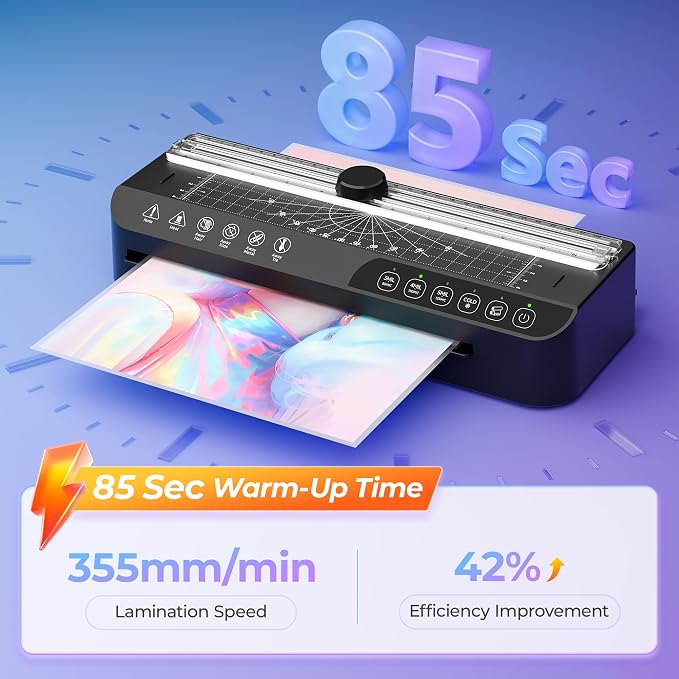 9-Inch Laminator Machine with 40 Sheets 8-in-1 Thermal Laminator Kit | 85s Warm-Up with NTC Temperature Control,3-5 Mil,Paper Cutter & Corner Rounder - Perfect for Teachers, Home & Office