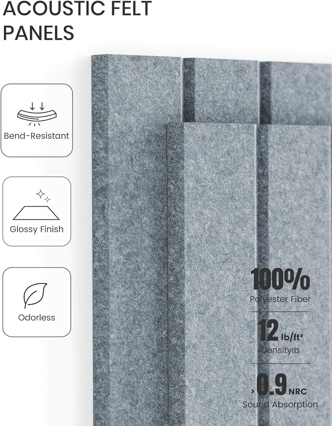Fluxynara 48" x 36" Large Felt Bulletin Board, Blue Gray | 12 Pack Cork Board Alternative with 60 Safe Adhesive Tabs, Pin Boards for Wall Decor, Home, Office, Classroom,Dorm