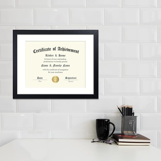 ELSKER&HOME 11x14 Diploma Frame 6 Pack, Diploma Frames 8.5x11 with Mat or 11x14 Document Frame without Mat,Multipack College Certificate/Degree Frames for wall,Set of 6