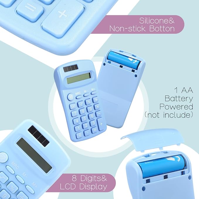 Flutesan 30 Pack Pocket Calculator,Multicolor | Mini 4 Function Calculators, for Students Kids, Small Battery Powered Bulk, Basic Handheld, for School Classroom Home Office