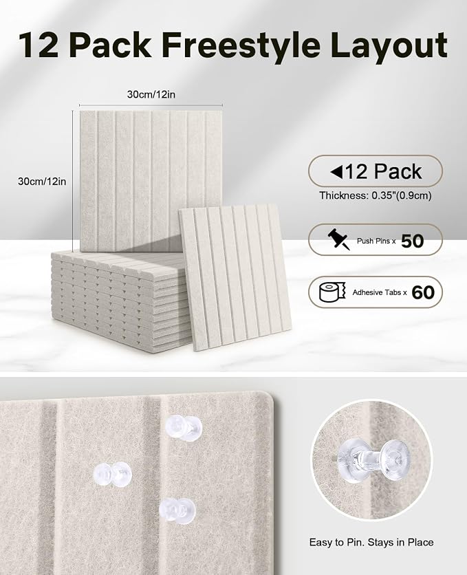 48" x 36" Large Cork Bulletin Board Tiles, Peel and Stick Felt Wall Panels for Vision, Message Center, Picture and Prayer Board for Office, Dorm, Room and Desk Decor(Oatmeal)