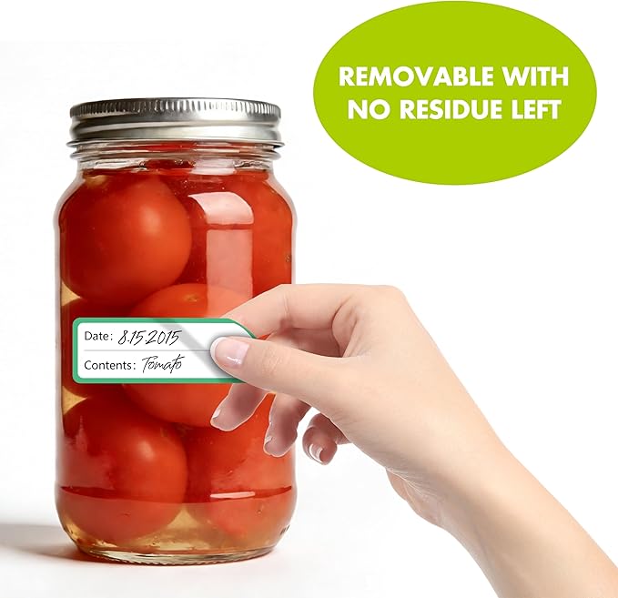 500 PCS Food Labels, Removable Water/Oil/Tear Resistant Food Reminder Stickers Self-Adhesive 10 Colored Freezer Labels in Roll with Perforation Line for Containers, Jars, Kitchen Organization