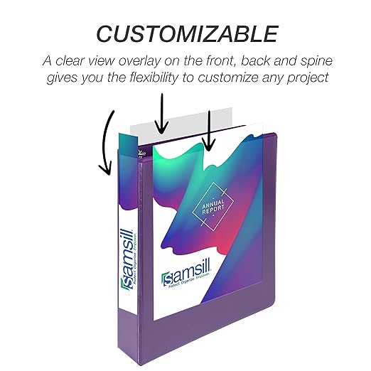 Samsill Durable 1.5 inch 3 Ring Binder, D Ring Binder, 100% Recycled Chipboard, Purple, 12 Pack